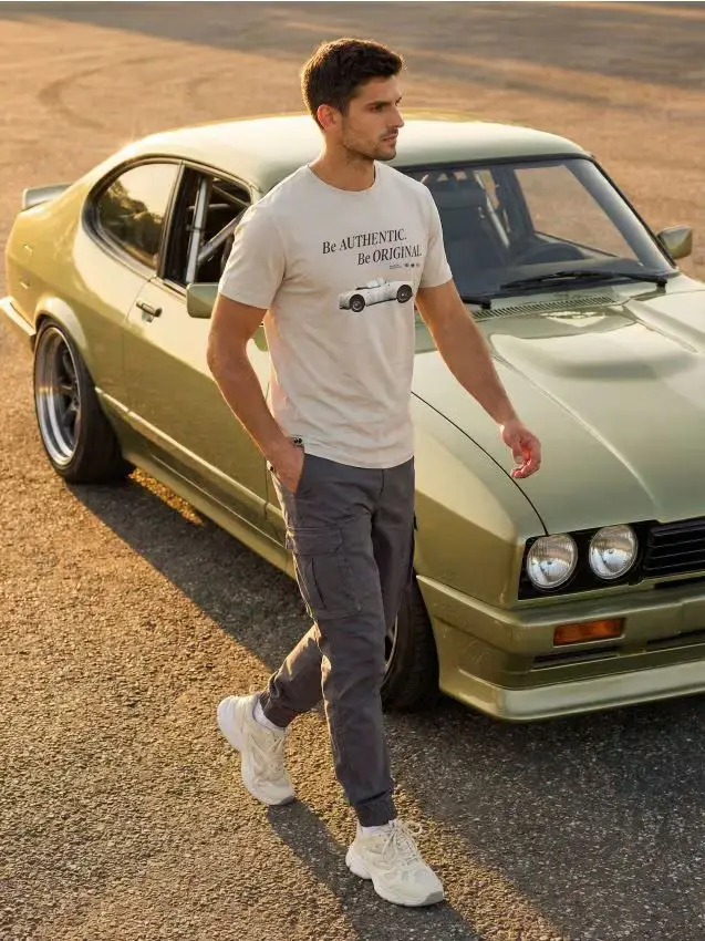 T-shirt in cotone con stampa - grigio chiaro