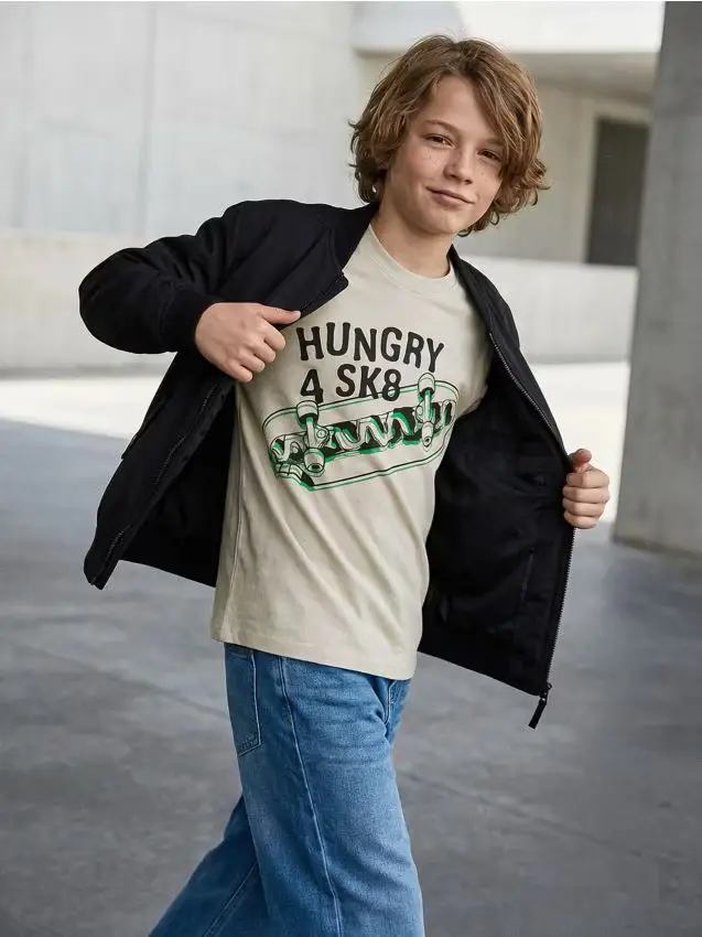 T-shirt in cotone con stampa - grigio chiaro