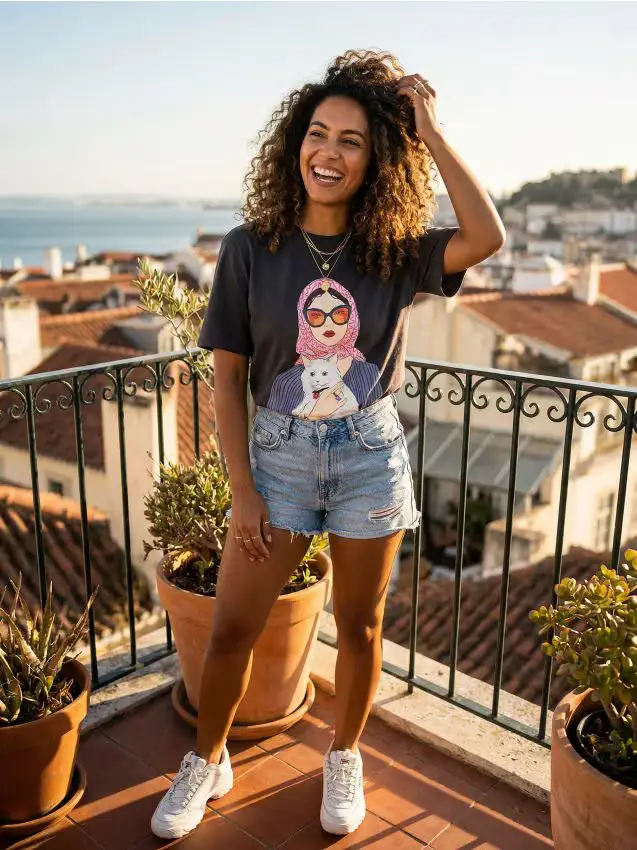 T-shirt in cotone con stampa - grigio scuro