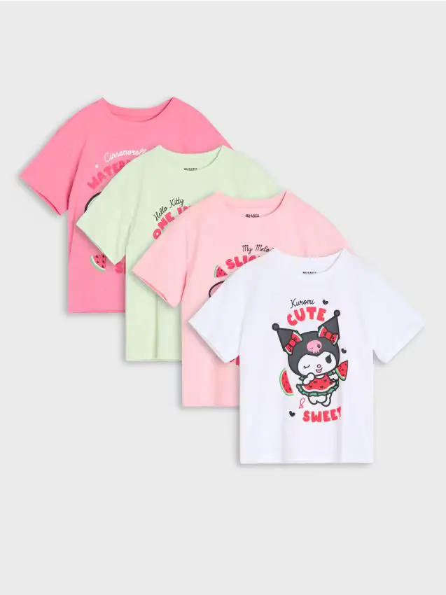 T-shirt in cotone con stampa Hello Kitty and Friends 4 pack Hello Kitty and Friends - multicolor