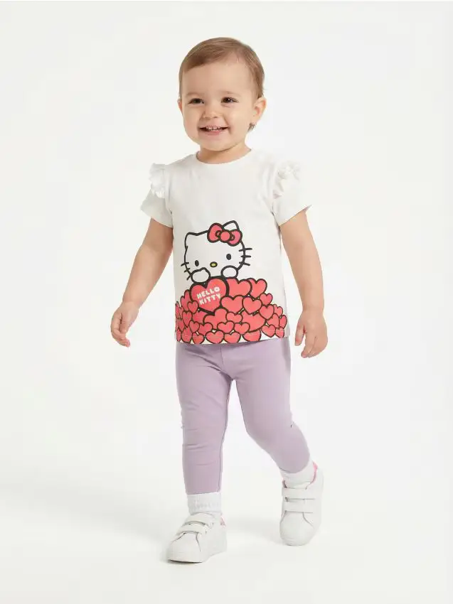 T-shirt in cotone con stampa Hello Kitty - panna