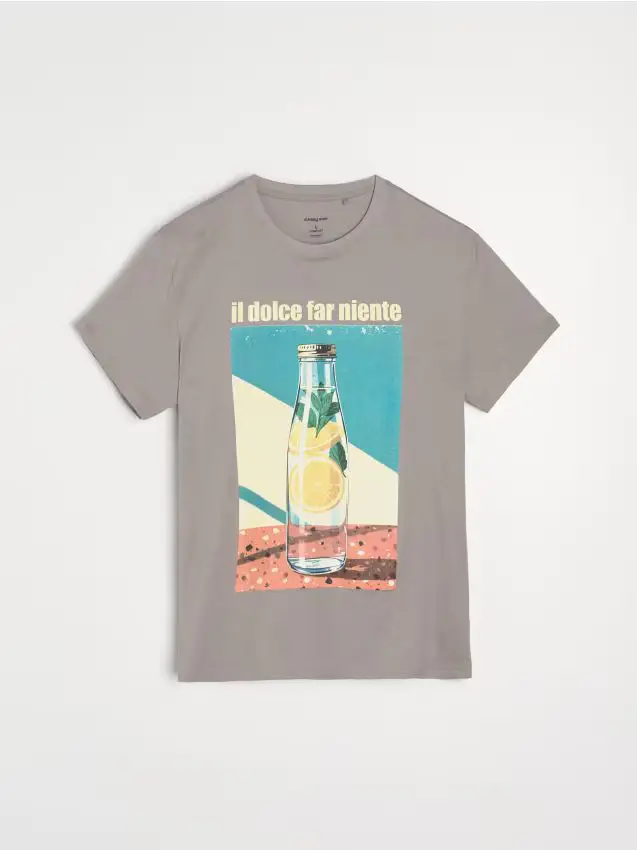 T-shirt in cotone con stampa lemoniady - grigio medio