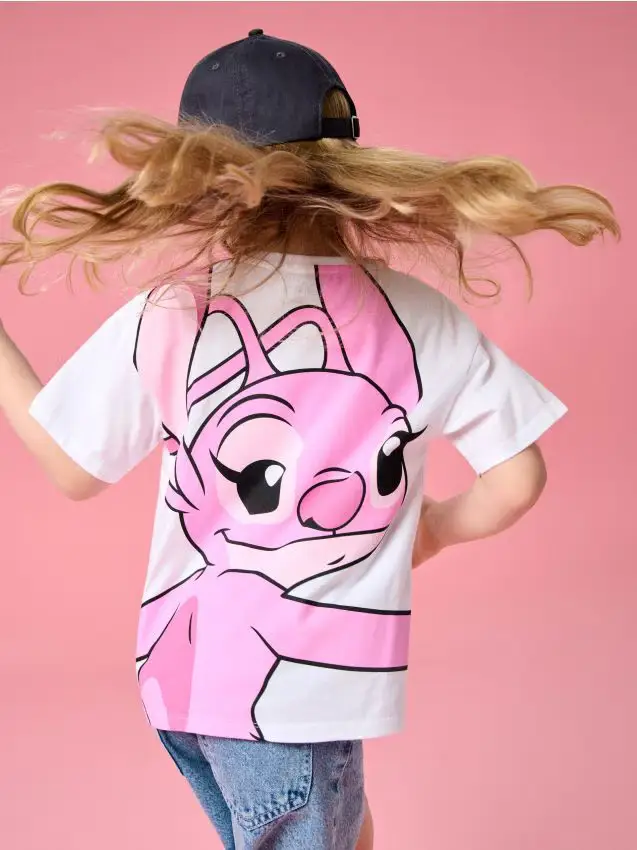 T-shirt in cotone con stampa Lilo & Stitch - bianco