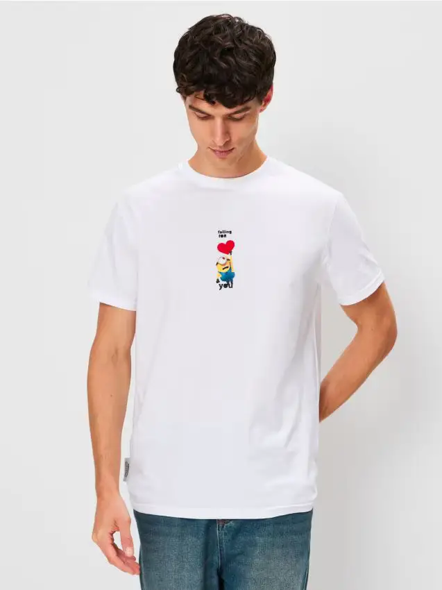 T-shirt in cotone con stampa Minions - bianco