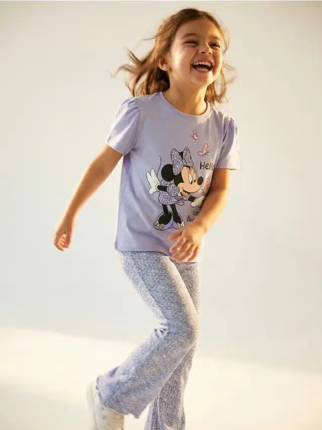 T-shirt in cotone con stampa Minnie Mouse - blu pallido