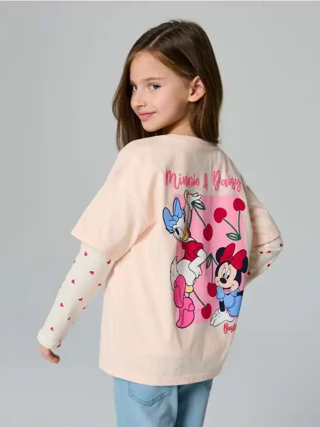 T-shirt in cotone con stampa Minnie Mouse - rosa pastello