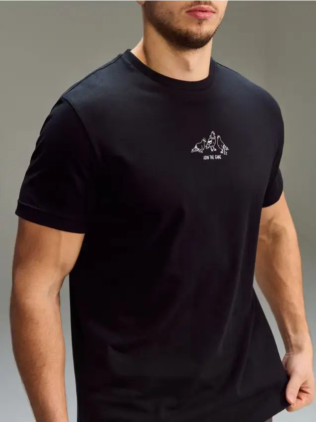 T-shirt in cotone con stampa - nero