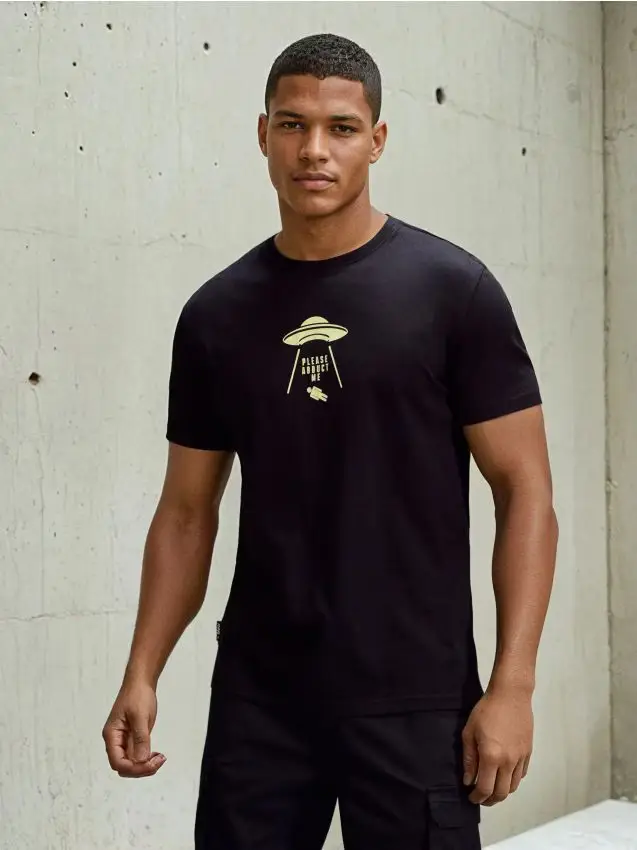 T-shirt in cotone con stampa - nero