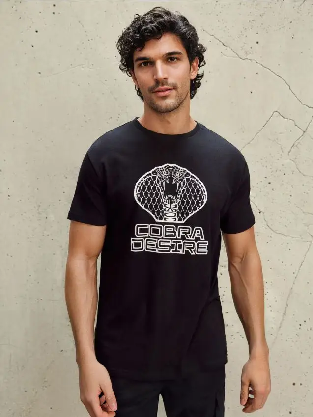 T-shirt in cotone con stampa - nero