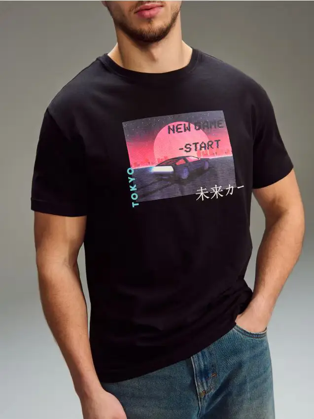 T-shirt in cotone con stampa - nero