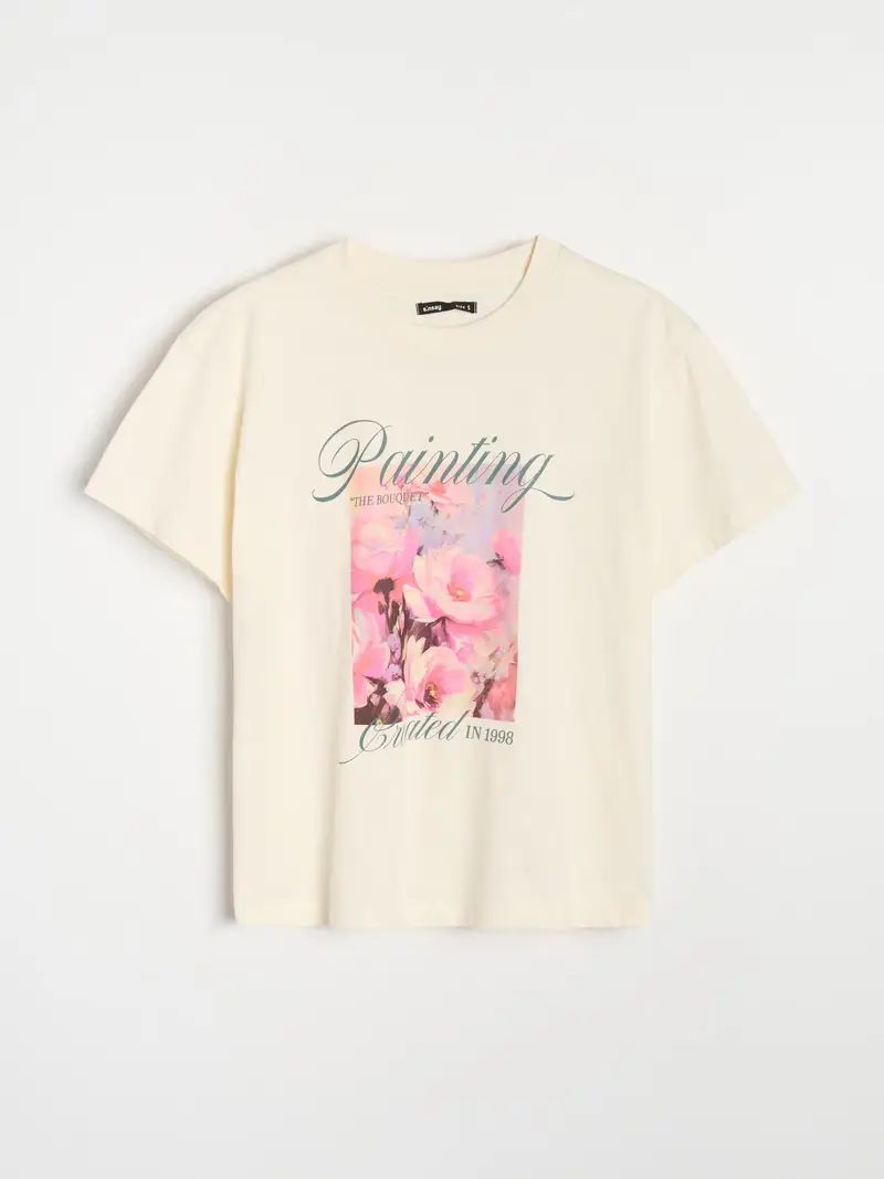 T-shirt in cotone con stampa - nude miniatura 5