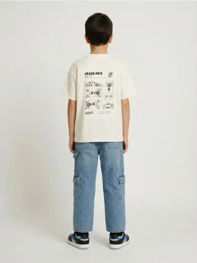 T-shirt in cotone con stampa - panna