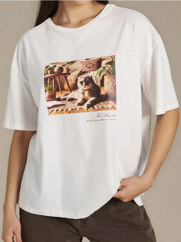 Sinsay T-shirt Bianco 4424230