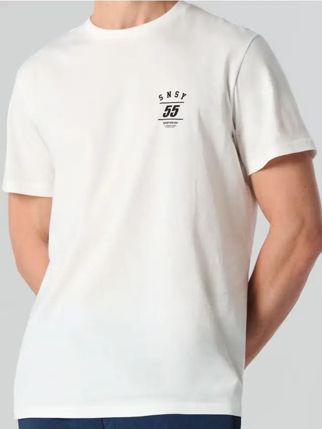 T-shirt in cotone con stampa - panna