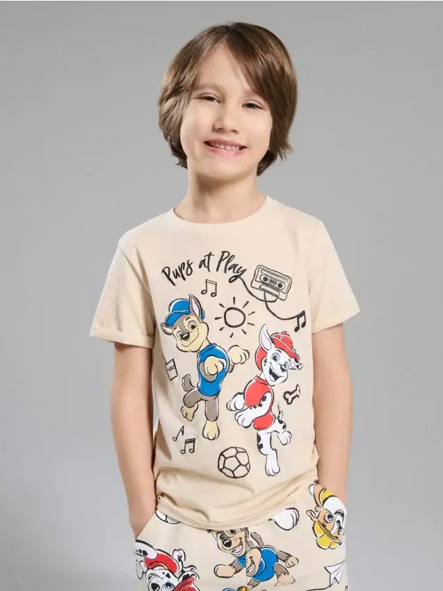 T-shirt in cotone con stampa PAW Patrol - beige