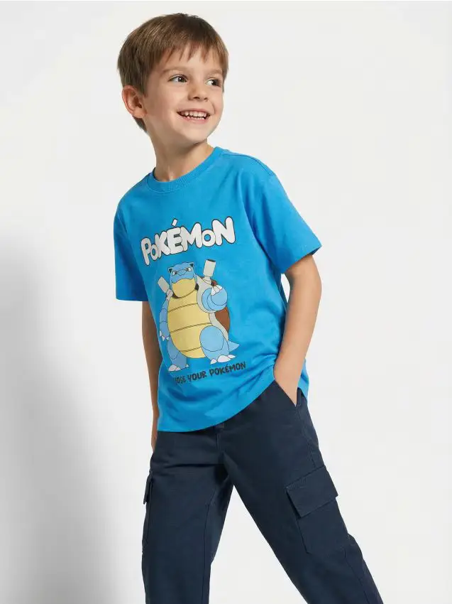 T-shirt in cotone con stampa Pokemon - acqua