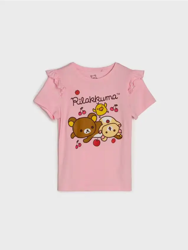 T-shirt in cotone con stampa Rilakkuma - rosa