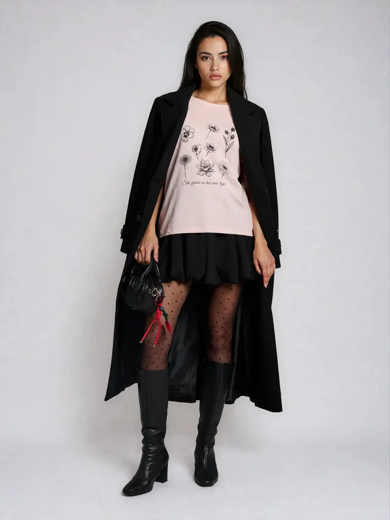 T-shirt in cotone con stampa - rosa pastello miniatura 3