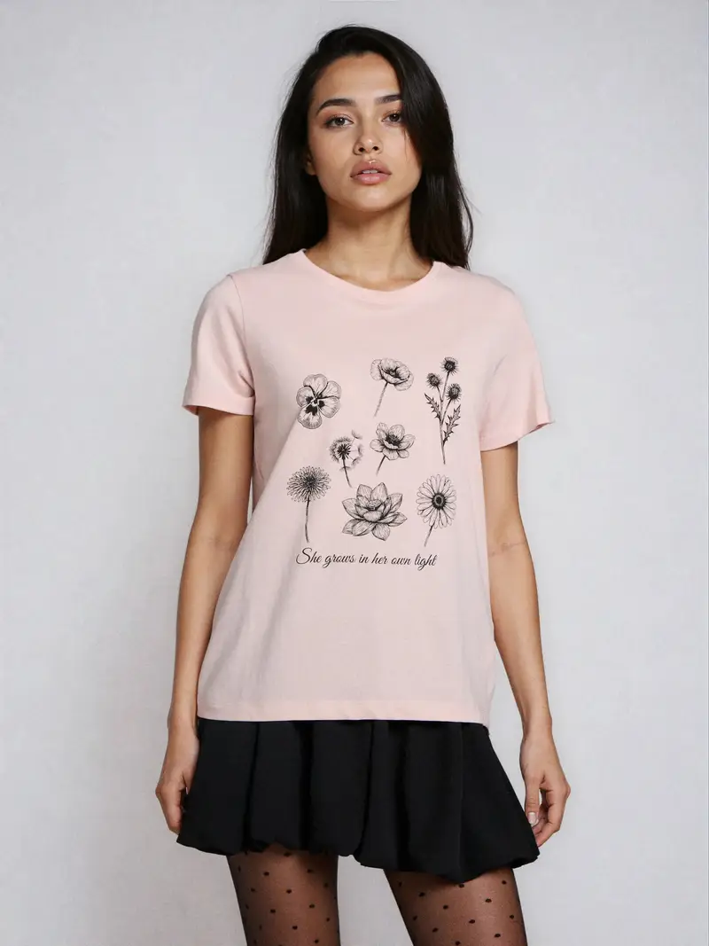 T-shirt in cotone con stampa - rosa pastello miniatura 4