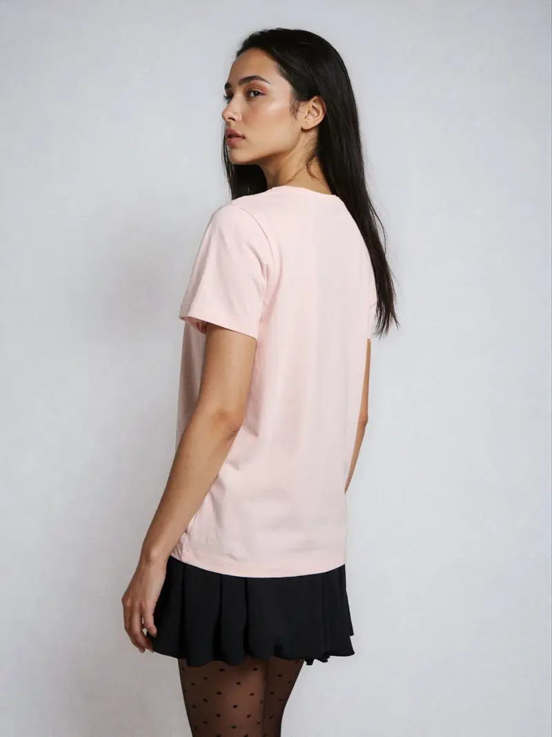 T-shirt in cotone con stampa - rosa pastello miniatura 5