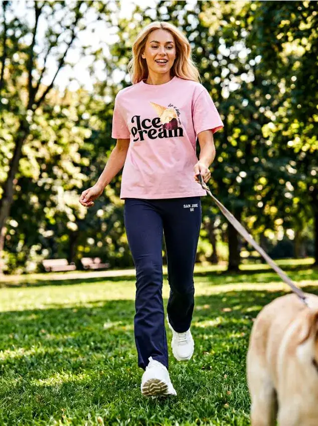 T-shirt in cotone con stampa - rosa pastello