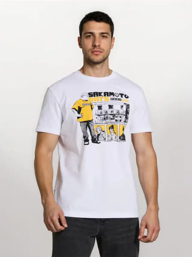 T-shirt in cotone con stampa Sakamoto Days - bianco
