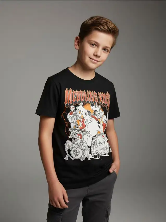 T-shirt in cotone con stampa Scooby-Doo - nero