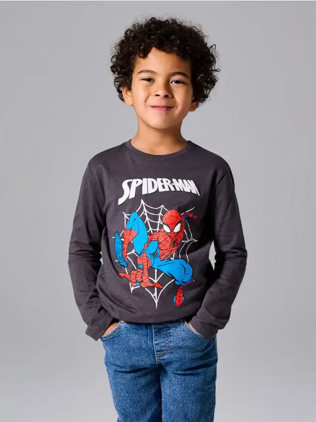 T-shirt in cotone con stampa Spider-Man - grigio scuro