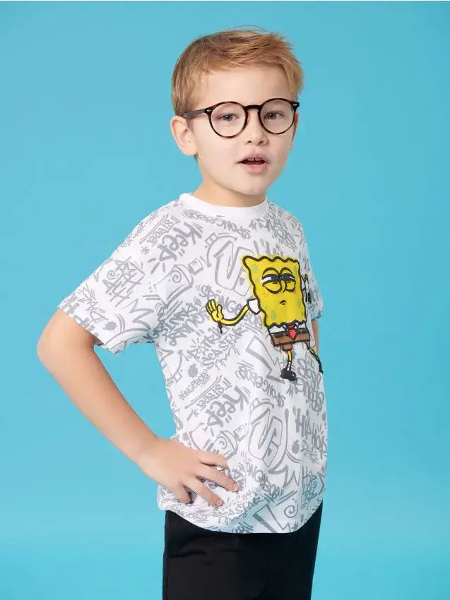 T-shirt in cotone con stampa SpongeBob SquarePants - bianco