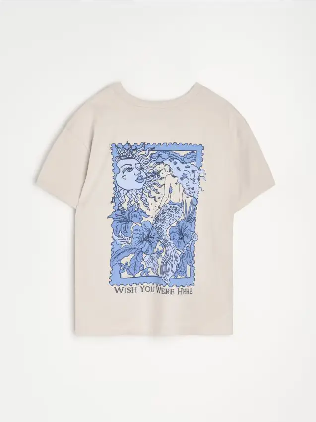 T-shirt in cotone con stampa sul retro - beige