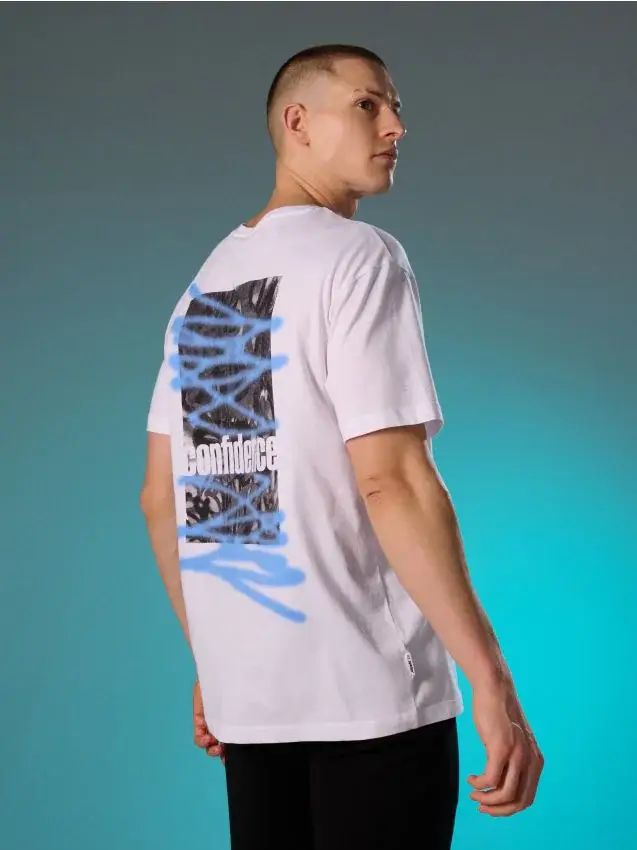 T-shirt in cotone con stampa sul retro - bianco