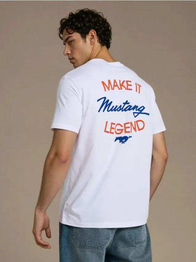 T-shirt in cotone con stampa sul retro Ford - bianco