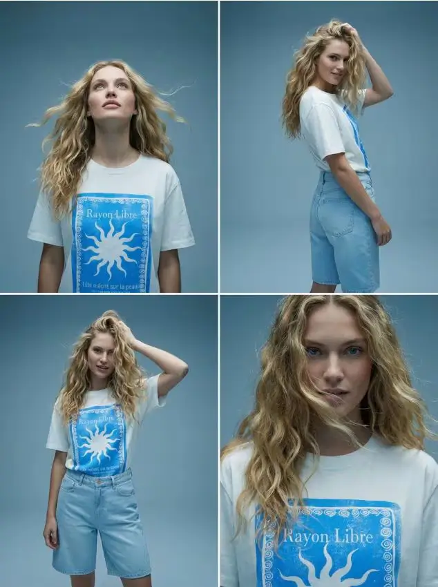 T-shirt in cotone con stampa sul retro - panna