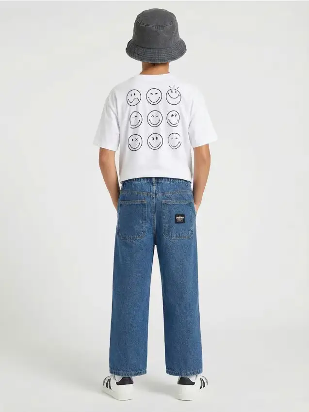 T-shirt in cotone con stampa sul retro SmileyWorld® - bianco