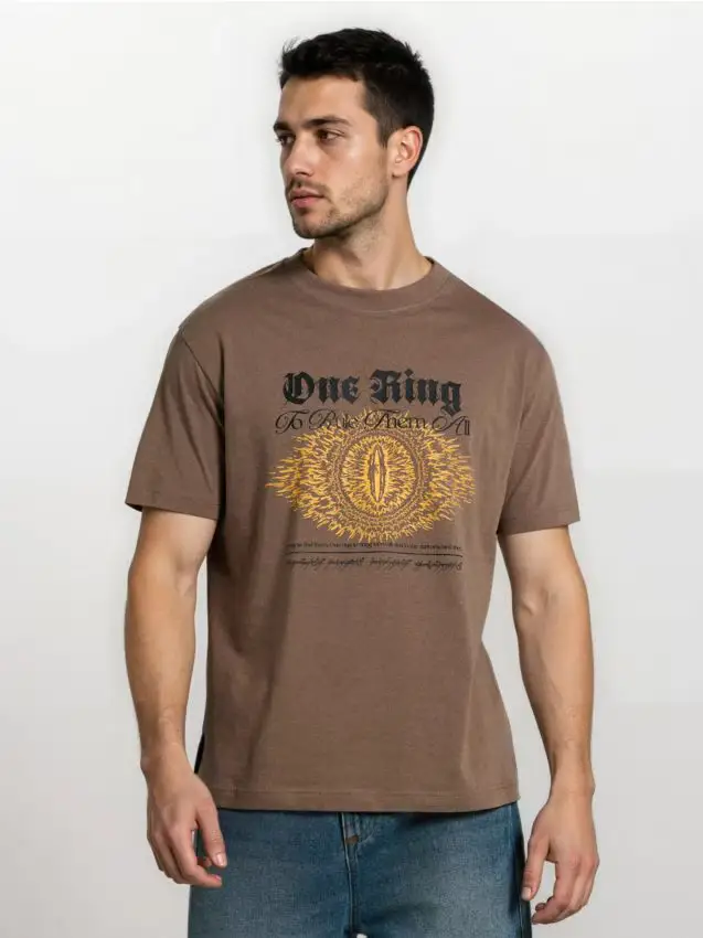 T-shirt in cotone con stampa The Lord of the Rings - caffè Caffè