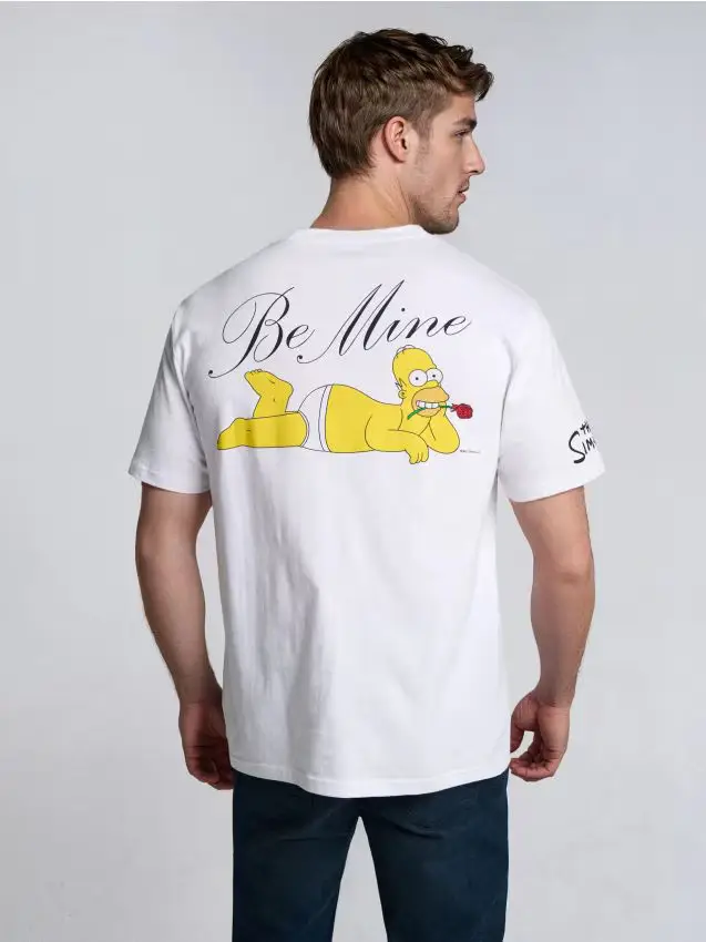 T-shirt in cotone con stampa The Simpsons - bianco