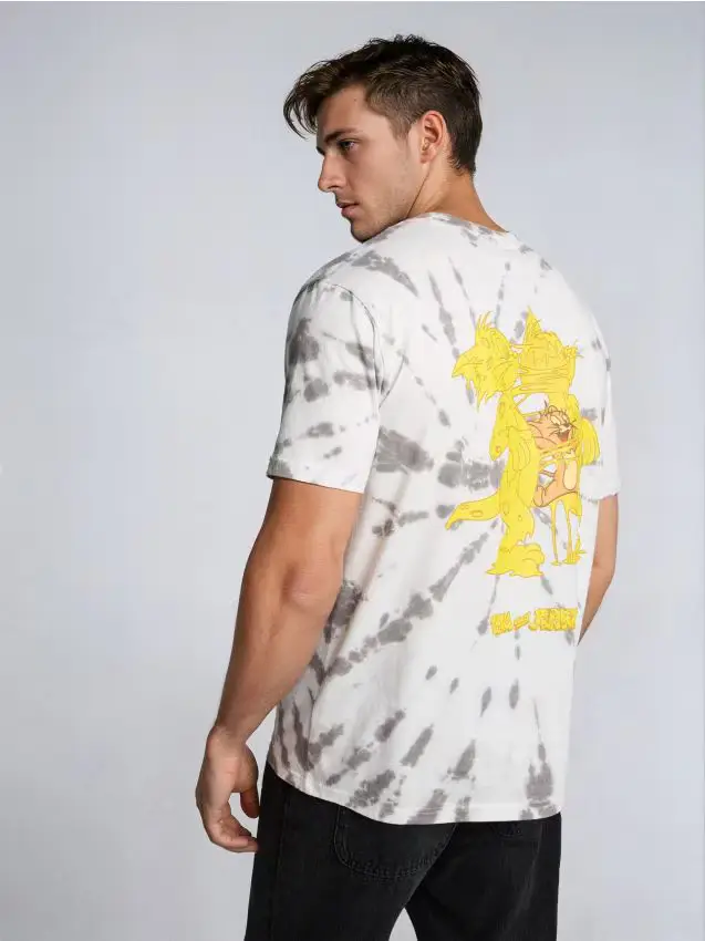 T-shirt in cotone con stampa Tom and Jerry - multicolor