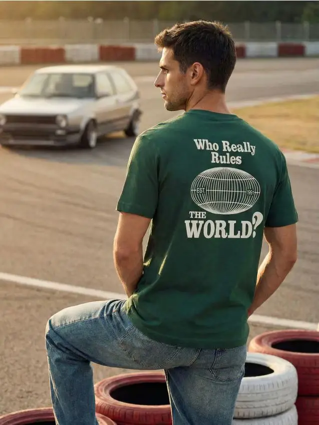 T-shirt in cotone con stampa - verde