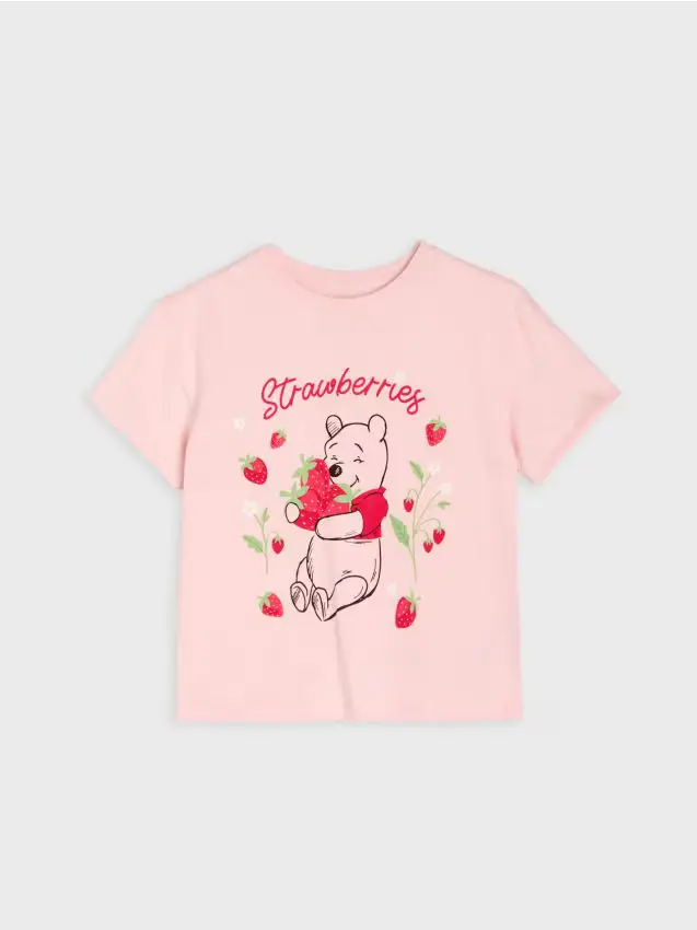 T-shirt in cotone con stampa Winnie the Pooh - rosa pastello