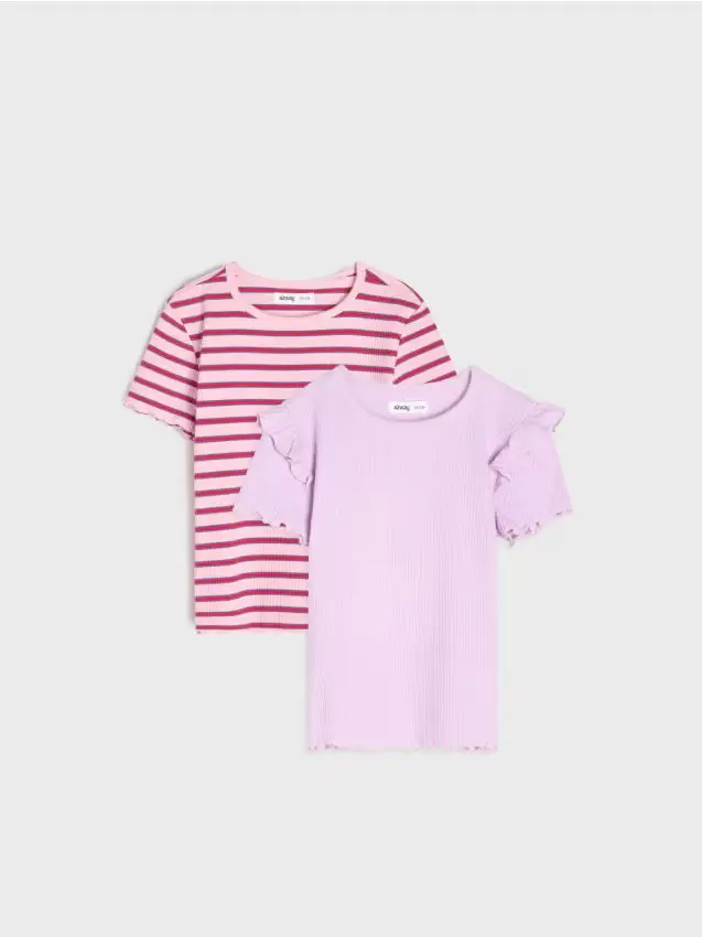 T-shirt in cotone con volant decorativi 2 pack - multicolor