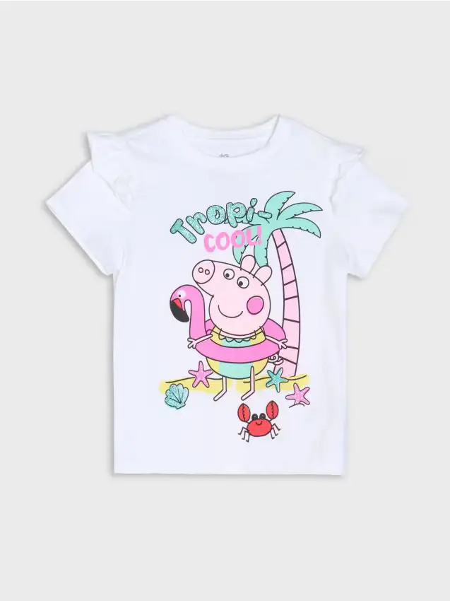 T-shirt in cotone con volant Peppa Pig - panna