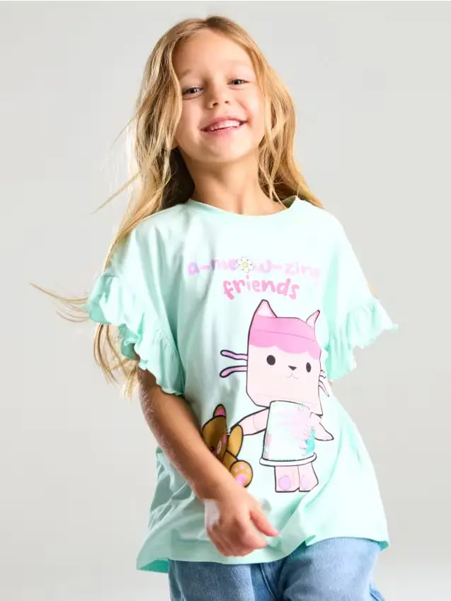 T-shirt in cotone Gabby s Dollhouse - blu pallido