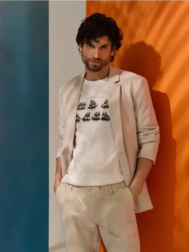 T-shirt in cotone - panna