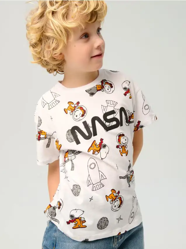 T-shirt in cotone Peanuts NASA - bianco