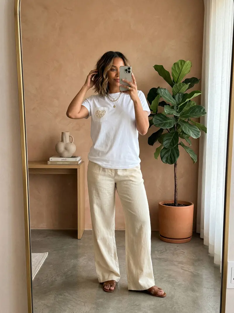 T-shirt in cotone ricamata - bianco miniatura 2