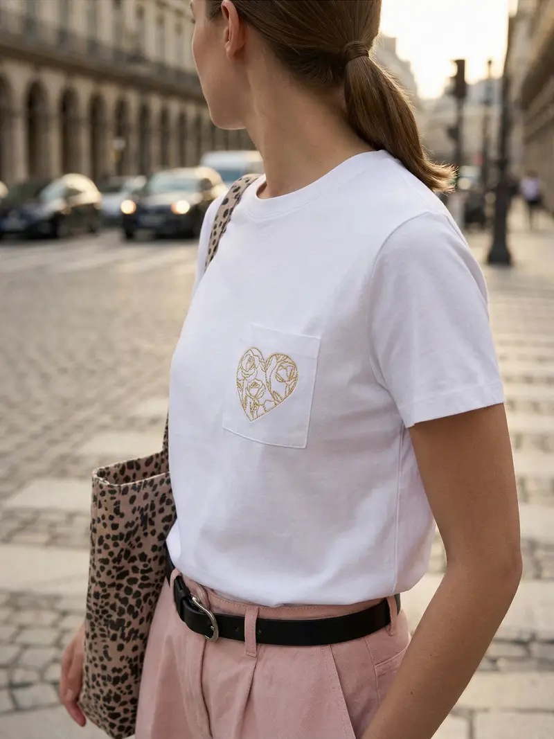 T-shirt in cotone ricamata - bianco miniatura 3