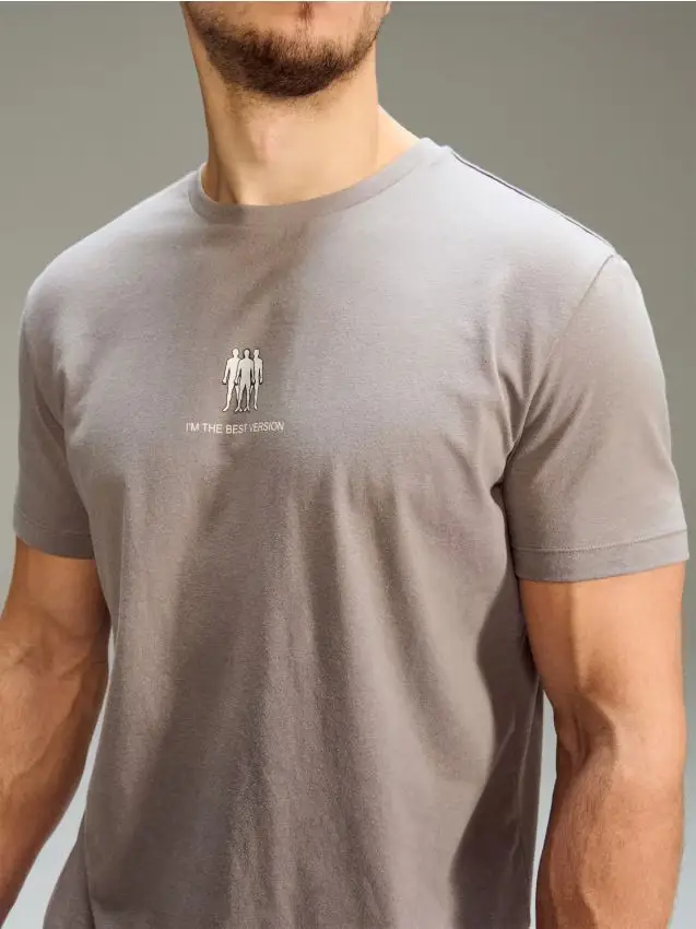 T-shirt in cotone ricamata - grigio medio