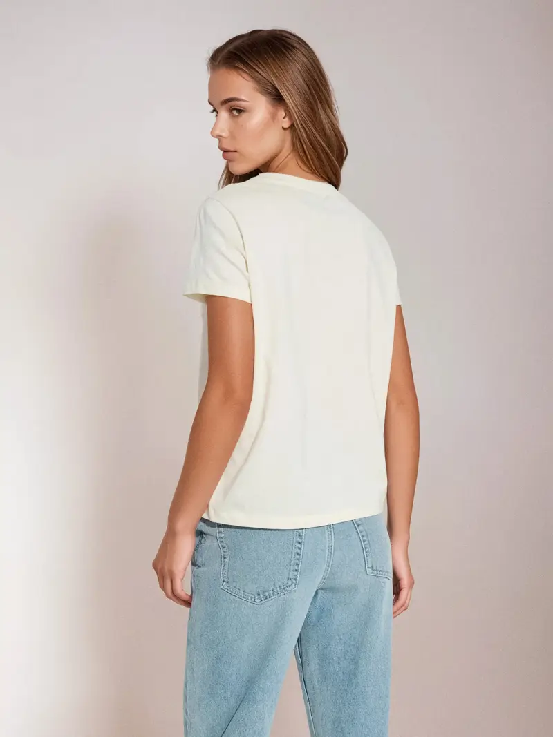 T-shirt in cotone ricamata - nude miniatura 3