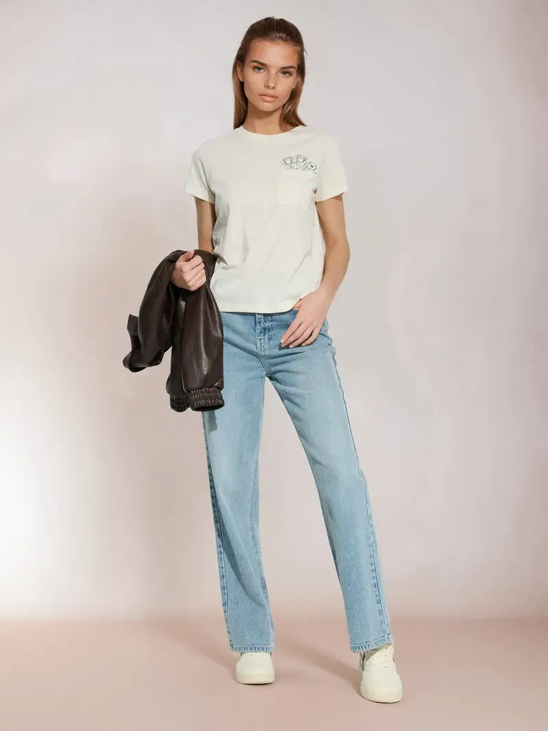 T-shirt in cotone ricamata - nude miniatura 4