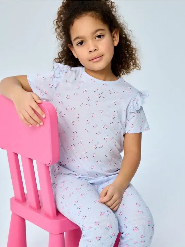 T-shirt in cotone stampato - blu pallido